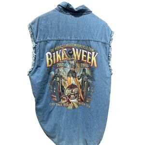 76th Annual Daytona Beach Florida Bike Week 2017 Denim sleeveless denim shirt XL
